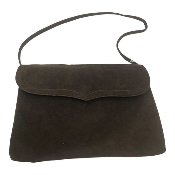 Reva ultrasuede fabric brown envelope shoulder bag purse - Picture 1 of 9